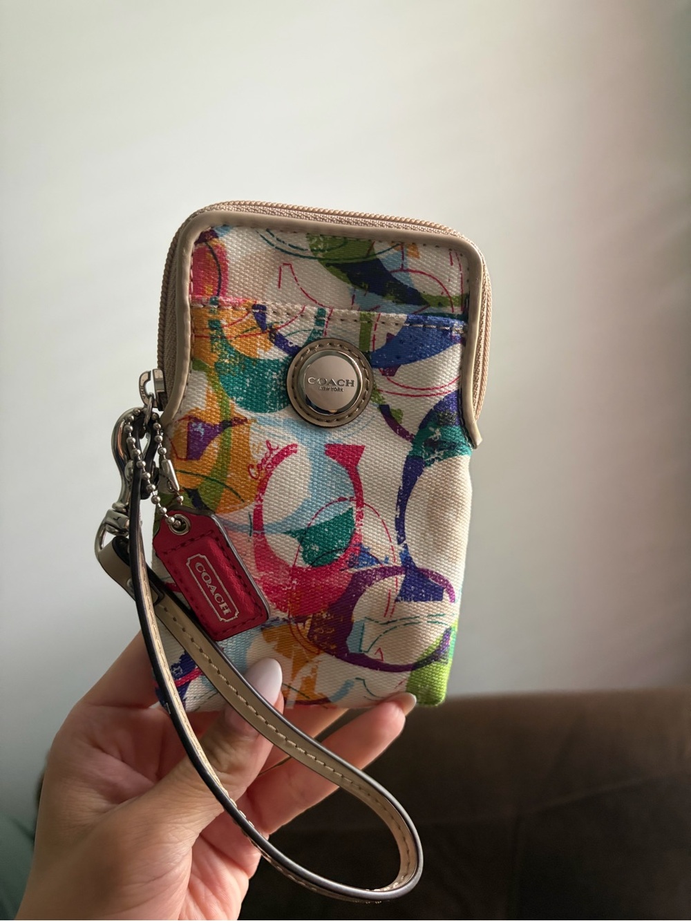 Coach Multicolor Signature Canvas Wristlet